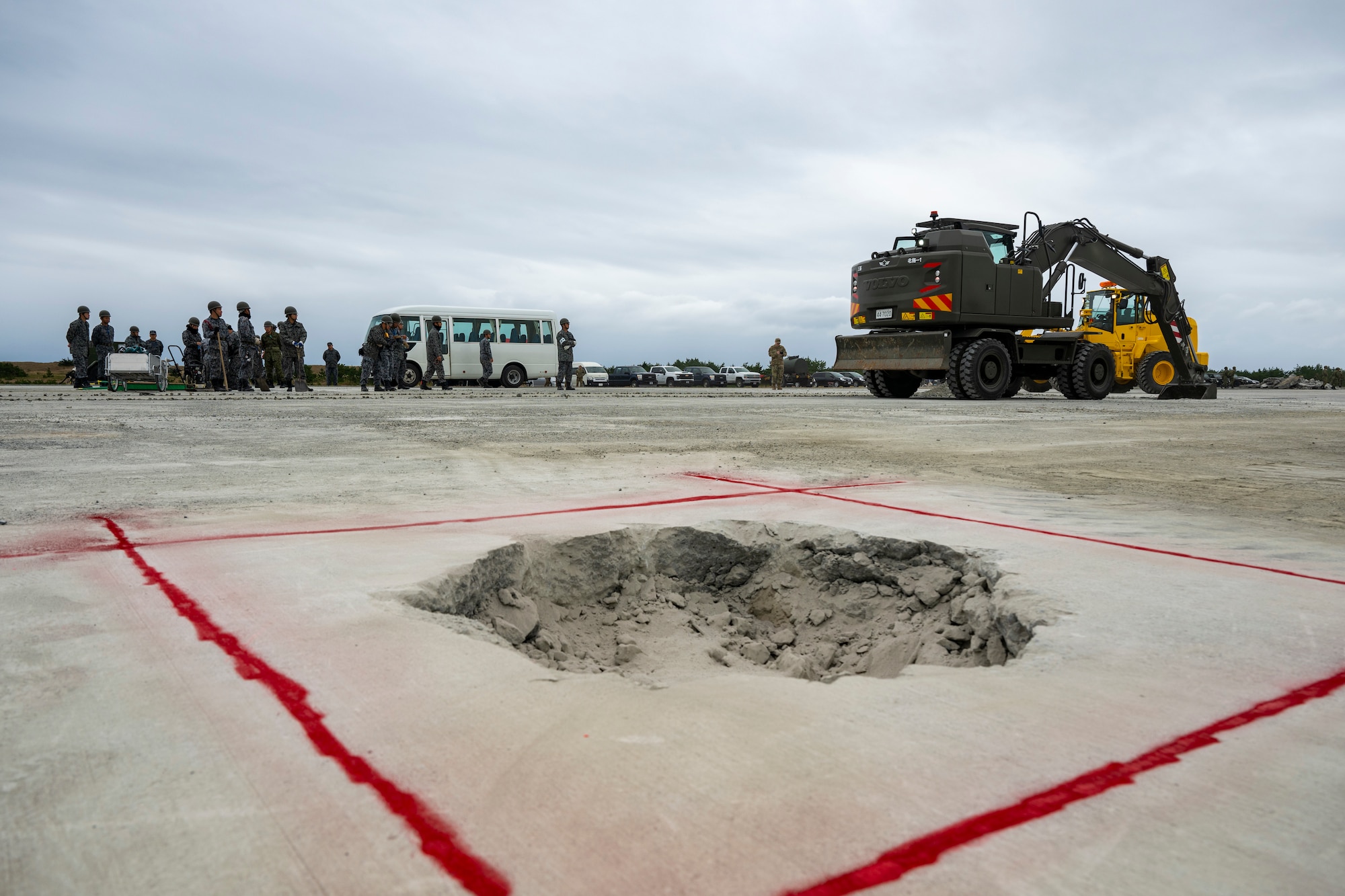 A crater appears on the ground