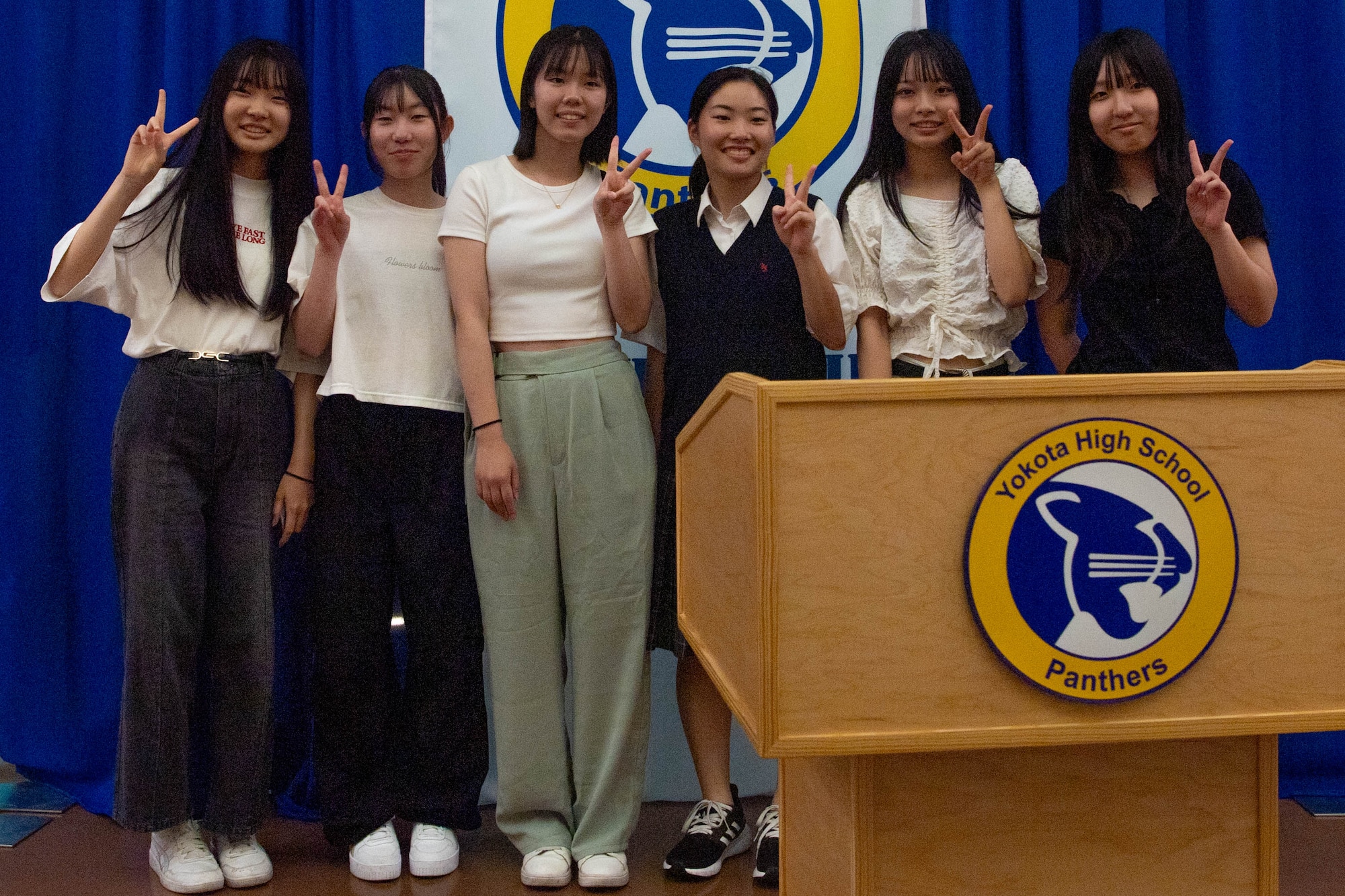 A group of students pose for a photo.