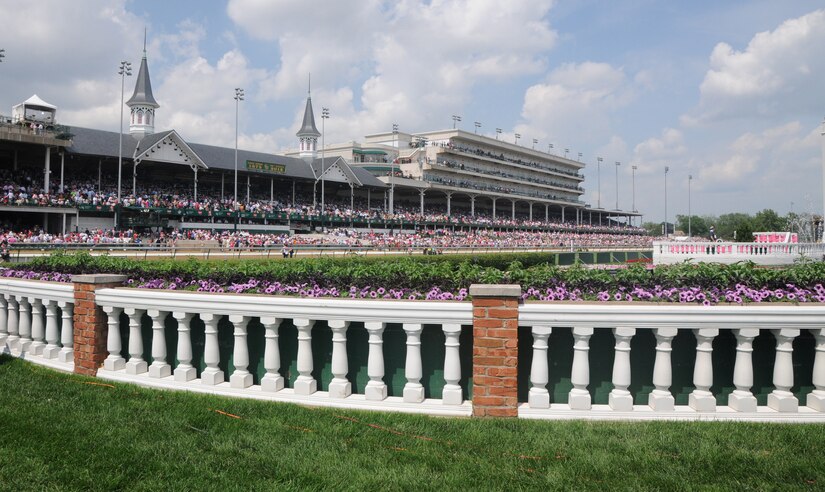 Crowds gather to fill the main grand stands for the 2012 Kentucky Oaks held at Churchill Downs in Louisville, Ky., May 5.