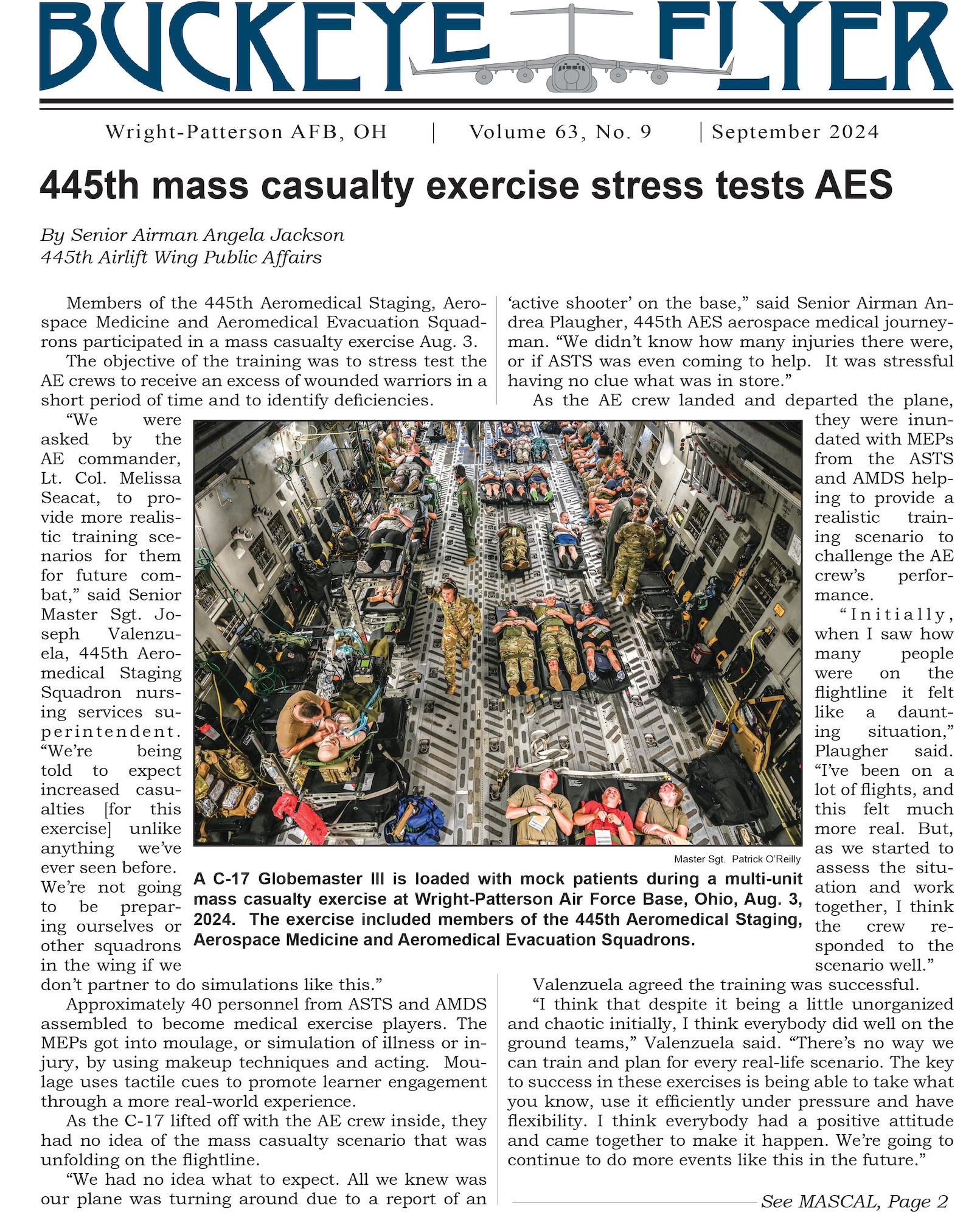 The September 2024 issue of the Buckeye Flyer is now available. The official publication of the 445th Airlift Wing includes eight pages of stories, photos and features pertaining to the 445th Airlift Wing, Air Force Reserve Command and the U.S. Air Force.