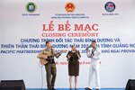 The Pacific Partnership 2024-2 (PP24-2) Band performs during the closing ceremony for PP24-2 and Pacific Angel 2024-3 at Tinh Khe Elementary School in Quang Ngai, Vietnam Aug. 30, 2024.