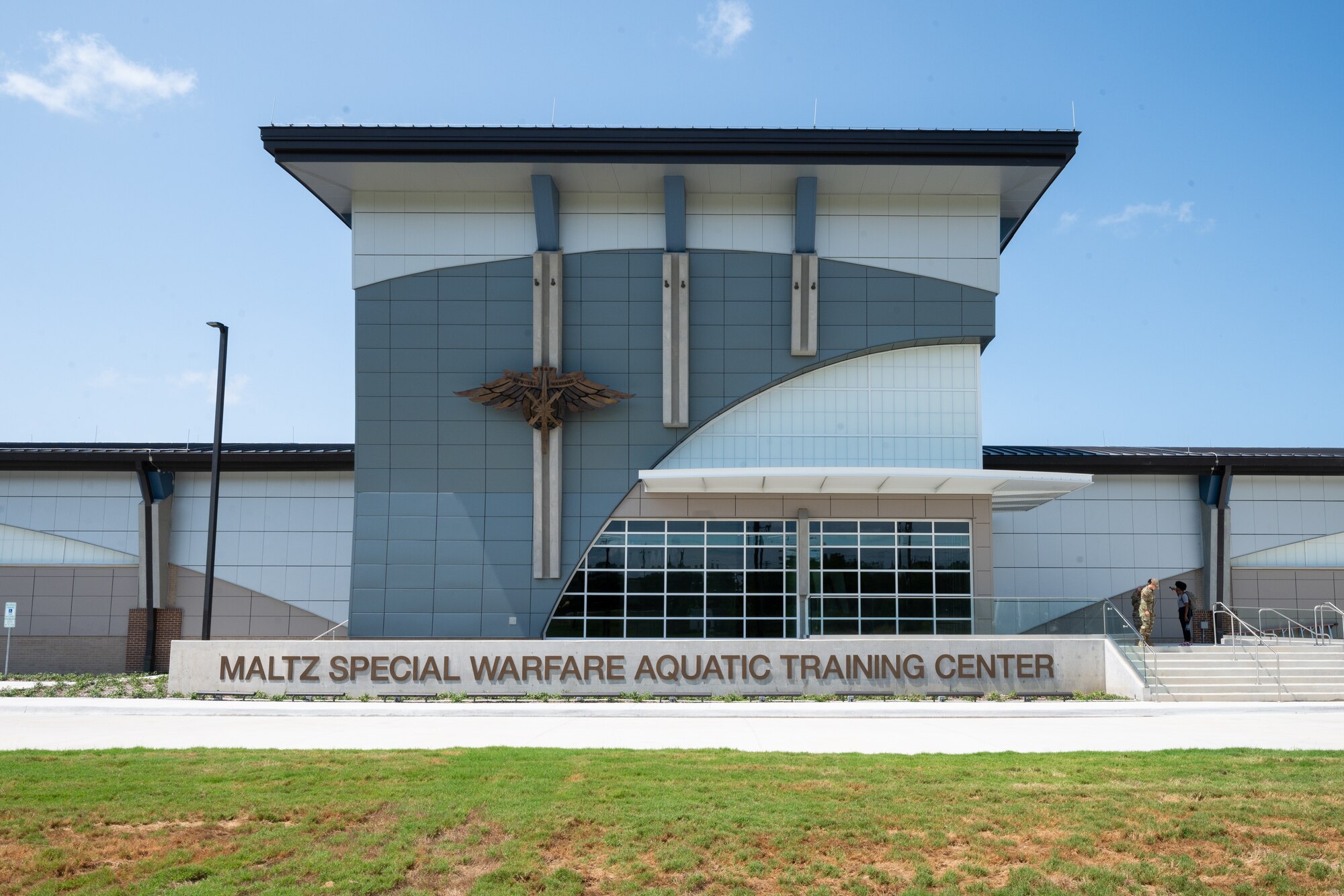 The entrance of an aquatic training center