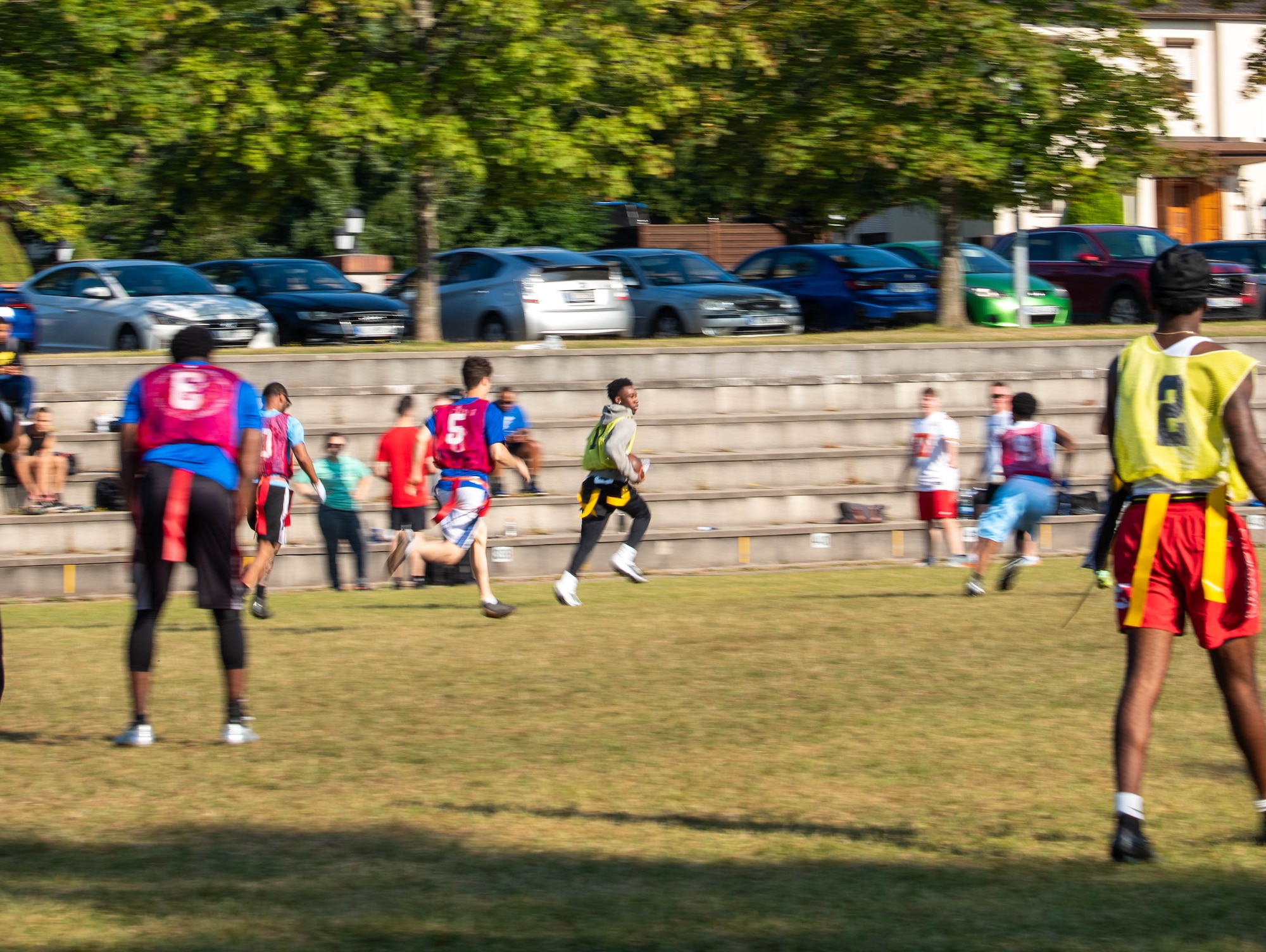 People playing flag football.