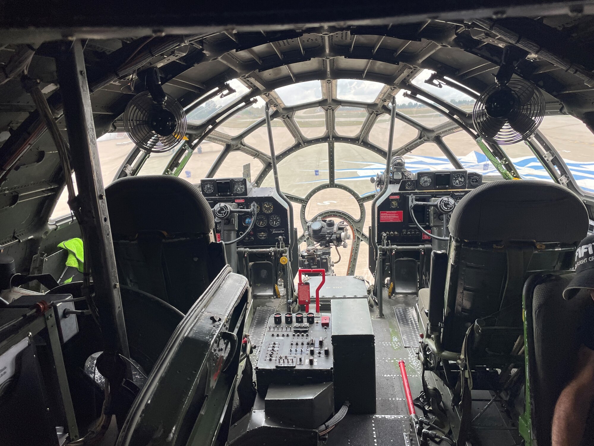 Dr. Jeremy Prichard, Twentieth Air Force historian, was given the opportunity to take a flight with the Commemorative Air Force aboard B-29 Superfortress, "FIFI", August 18, 2024. Prior to his flight, the CAF provided a tour of the historic aircraft to 20 AF members, August 14, 2024. Activation of 20 AF in 1944 occurred for the purpose of operating the last U.S. bomber produced during World War II, the B-29.
