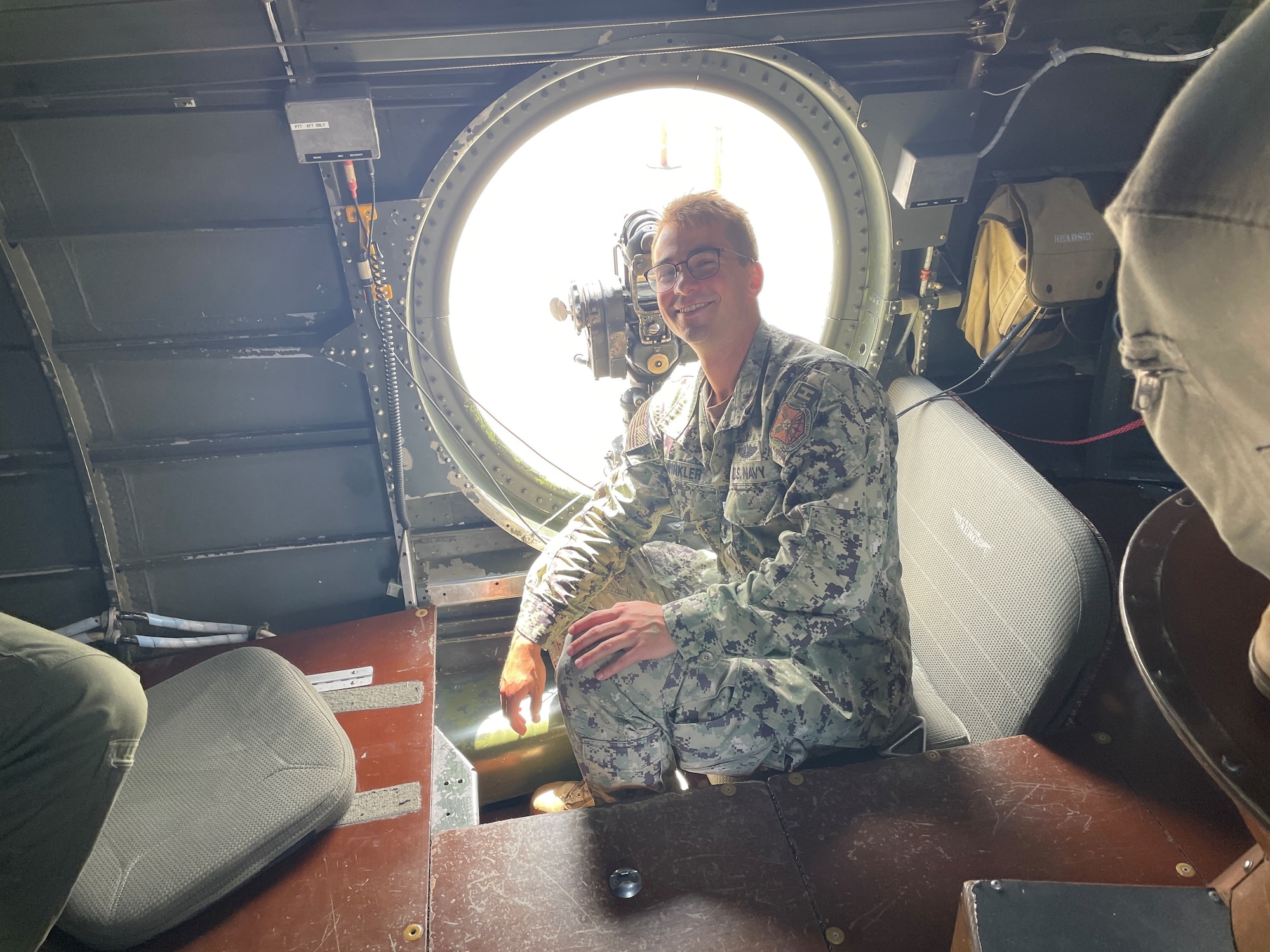 Dr. Jeremy Prichard, Twentieth Air Force historian, was given the opportunity to take a flight with the Commemorative Air Force aboard B-29 Superfortress, "FIFI", August 18, 2024. Prior to his flight, the CAF provided a tour of the historic aircraft to 20 AF members, August 14, 2024. Activation of 20 AF in 1944 occurred for the purpose of operating the last U.S. bomber produced during World War II, the B-29.