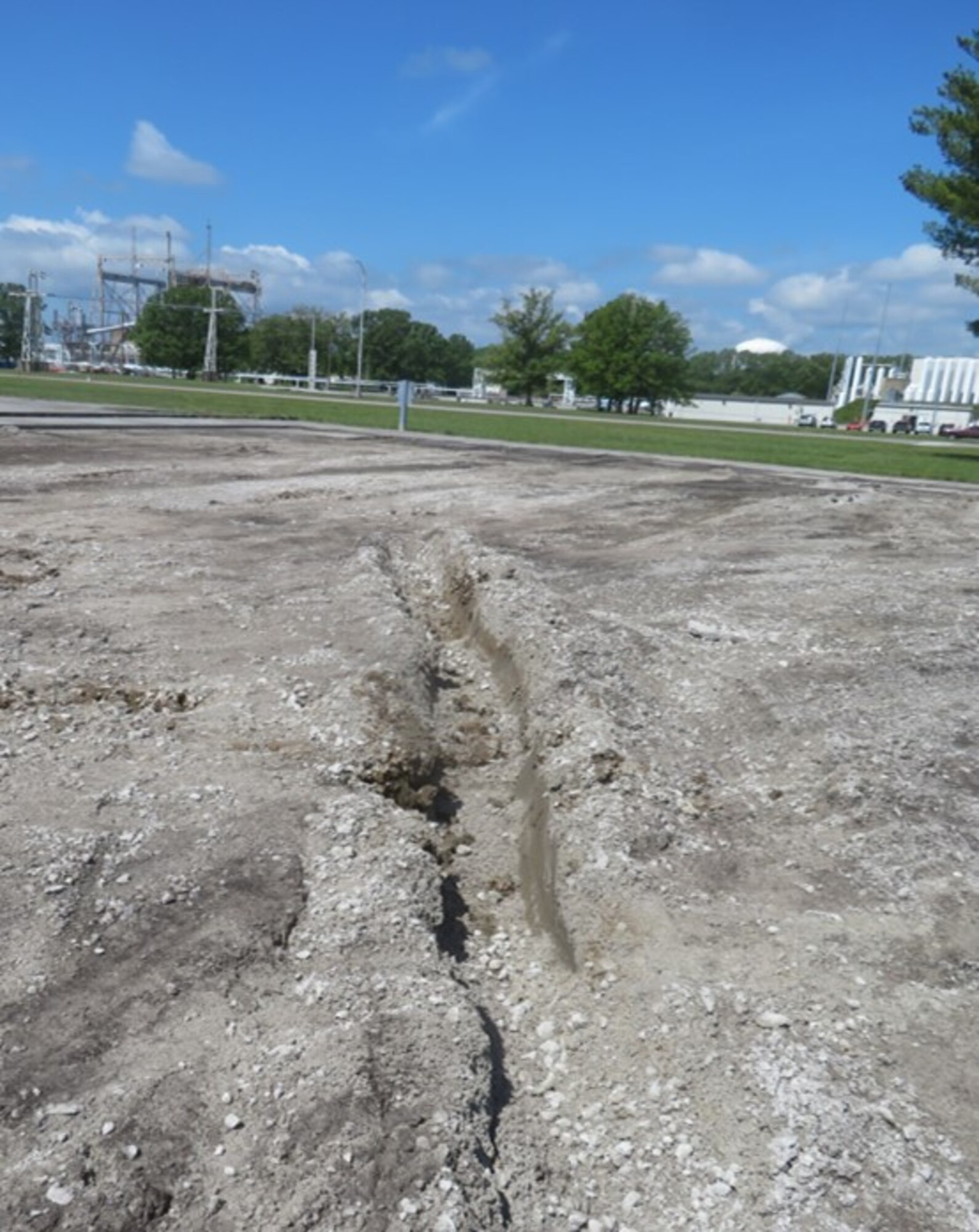 Full depth reclamation, FDR, was recently used during a paving project at the parking lot of building 676 at Arnold Air Force Base, headquarters of Arnold Engineering Development Complex. After removing the asphalt, base civil engineers found that there was no subgrade. By using FDR, engineers were able to recycle a full thickness of asphalt pavement and a portion of the underlying materials to create a new, stabilized base layer. (U.S. Air Force Photo by Wayne Vandergriff)