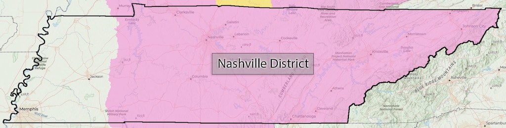 Map of Tennessee depicting the regulatory boundary.