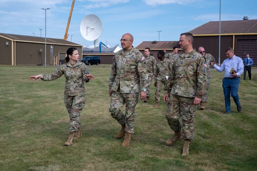 73rd Intelligence, Surveillance and Reconnaissance Squadron, Detachment 4 commander, gives a tour to the Space Operations Command team