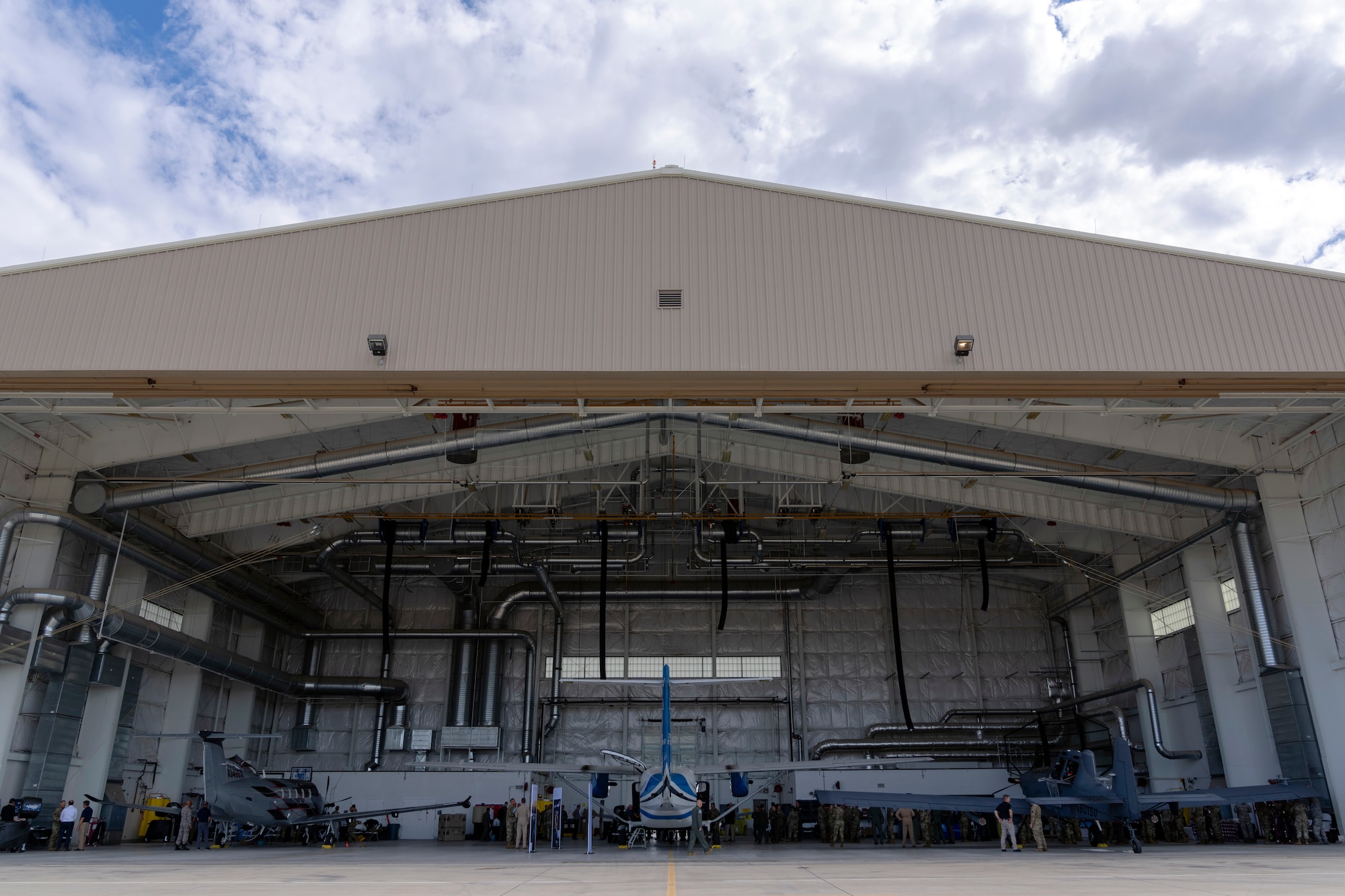 Twelfth Air Force (Air Forces Southern) hosts the Central American and Caribbean Air Chiefs conference—Industry Day inside a hangar at Davis-Monthan Air Force Base, Arizona, Aug. 27, 2024. Industry Day afforded air chiefs an opportunity to collaborate with eight industry partners on relevant technology solutions tailored to their specific needs and served as a starting point for potential future acquisitions. (U.S. Air Force photo by Tech. Sgt. Rachel Maxwell)