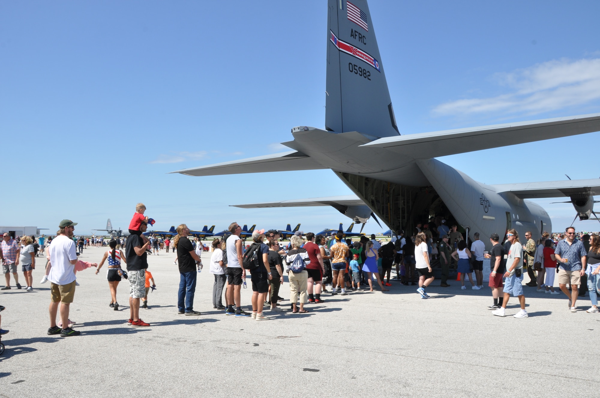 The 910th Airlift Wing’s first C-130J-30 Super Hercules aircraft, based at nearby Youngstown Air Reserve Station, Ohio, makes its public debut during the 2024 Cleveland National Air Show, held at Burke Lakefront Airport, Sept. 1, 2024.