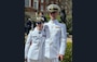 Both Natalie and Jacob Haas photographed standing together after their OCS graduation.