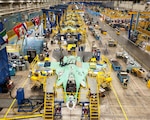 An assembly line for F-35 aircraft.