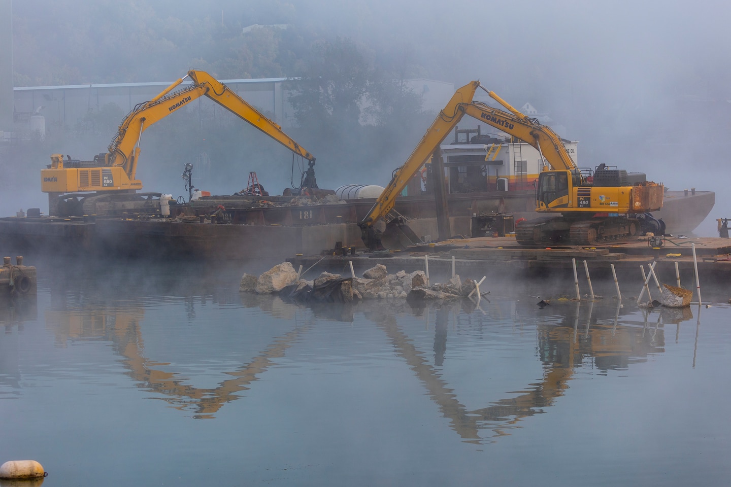 The U.S. Army Corps of Engineers Pittsburgh District opened a 100-foot-wide navigation channel for commercial vessels through the center of the dam at Monongahela River Locks and Dam 3 near Elizabeth, Pennsylvania, Thursday, Sept. 5.