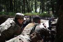 U.S. Soldiers attending the Cavalry Scout Advanced Leader Course at the 166th Regiment - Regional Training Institute conduct field training at Fort Indiantown Gap, Pennsylvania, Sept. 3, 2024. Trainees performed reconnaissance operations, conducted an ambush and classified a bridge. (U.S. Army National Guard photo by Sgt. Du-Marc Mills)