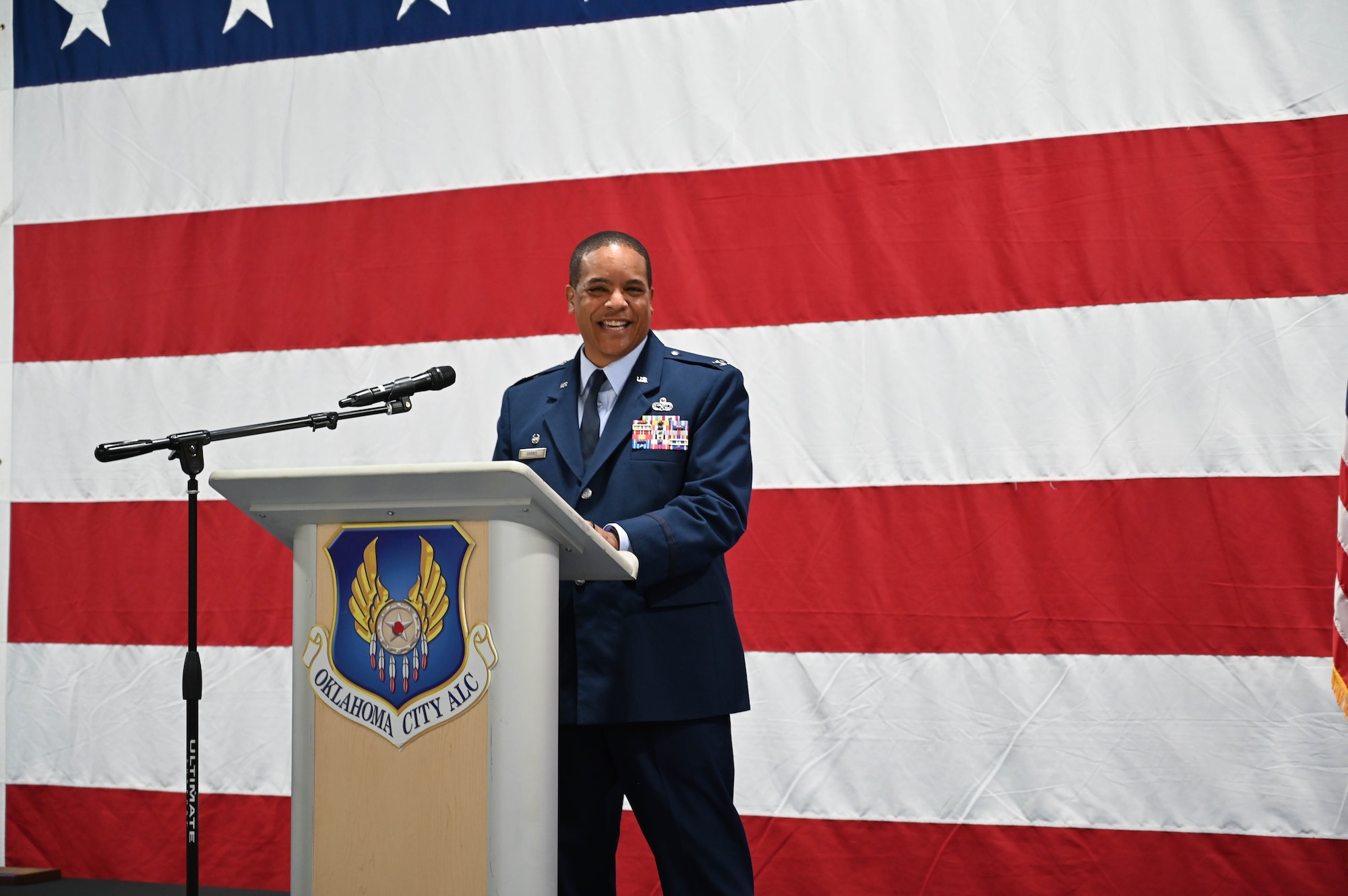 Commander on stage