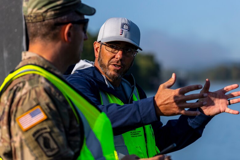 The U.S. Army Corps of Engineers Pittsburgh District opened a 100-foot-wide navigation channel for commercial vessels through the center of the dam at Monongahela River Locks and Dam 3 near Elizabeth, Pennsylvania, Thursday, Sept. 5.