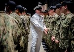 MCPON James Honea visits recruits at the USS Trayer at Recruit Training Command.