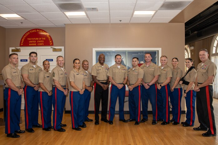U.S. Marine Corps officers with the Marine Corps Recruiting Command are recognized for their outstanding performance and diligent efforts of the Western Recruiting Region Recruiting Offensive “Operation Overlord” at Marine Corps Recruit Depot San Diego, California, Aug. 1, 2024. Operation Overlord was a summer recruiting offensive held to foster competition amongst the recruiting force and increase productivity, while creating a contracting momentum for fiscal year 2025.  (U.S. Marine Corps photo by Cpl. Sarah M. Grawcock)
