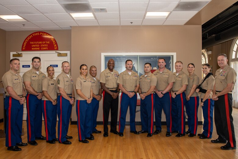 U.S. Marine Corps officers with the Marine Corps Recruiting Command are recognized for their outstanding performance and diligent efforts of the Western Recruiting Region Recruiting Offensive “Operation Overlord” at Marine Corps Recruit Depot San Diego, California, Aug. 1, 2024. Operation Overlord was a summer recruiting offensive held to foster competition amongst the recruiting force and increase productivity, while creating a contracting momentum for fiscal year 2025.  (U.S. Marine Corps photo by Cpl. Sarah M. Grawcock)