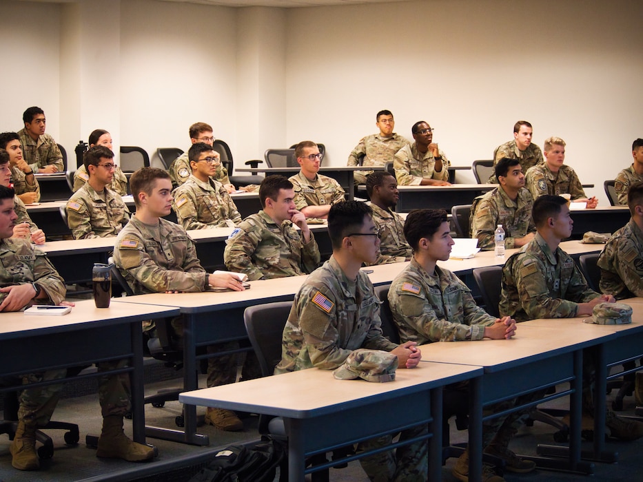Reserve Officer Training Corps cadets spent a month learning about cyber security as part of the Air Force Institute of Technology’s Immersive Cyber Education program. The objective of the ICE program is to develop the next generation of cybersecurity leaders through an intense program that immerses students in the cybersecurity discipline while educating them on becoming future military leaders. (U.S. Air Force photo by Mark McDonald)