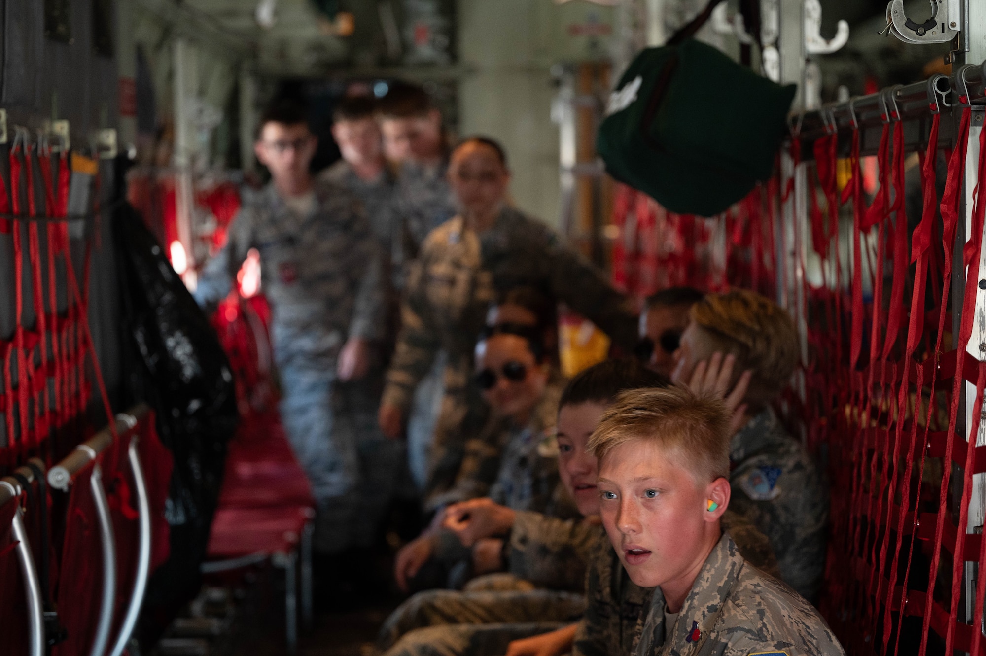 Cadets get ready as they board the C-130 Hercules
