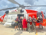 A Coast Guard Air Station Clearwater aircrew and Pinellas County Sheriff’s deputies rescued two adults after their 26-foot boat capsized 18 miles off Pass-a-Grille Beach, Florida, Sep. 6, 2024. Using the signal from one of the survivor's personal locator beacon, the aircrew located both people wearing life jackets. The aircrew hoisted one individual from their partially submerged vessel, and the deputies retrieved the other survivor. (U.S. Coast Guard photo)