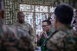 International Observers participate in a briefing at the joint operations center during Super Garuda Shield 2024 at Puslatpur 5, Indonesia, Sept. 4, 2024. Super Garuda Shield is an annual exercise that has significantly grown in scope and size since 2009.