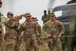 U.S. Army Brig. Gen. Kevin Williams, commanding general of the 25th Infantry Division, and U.S. Army Soldiers with 1st Squadron, 40th Cavalry Regiment, 2nd Brigade, 11th Airborne Division, conduct a drop zone site survey during Super Garuda Shield 2024,  Aug. 27, 2024.