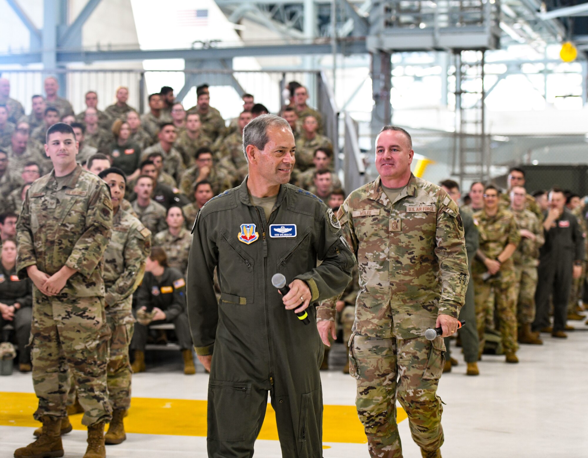 General and chief walk the crowd