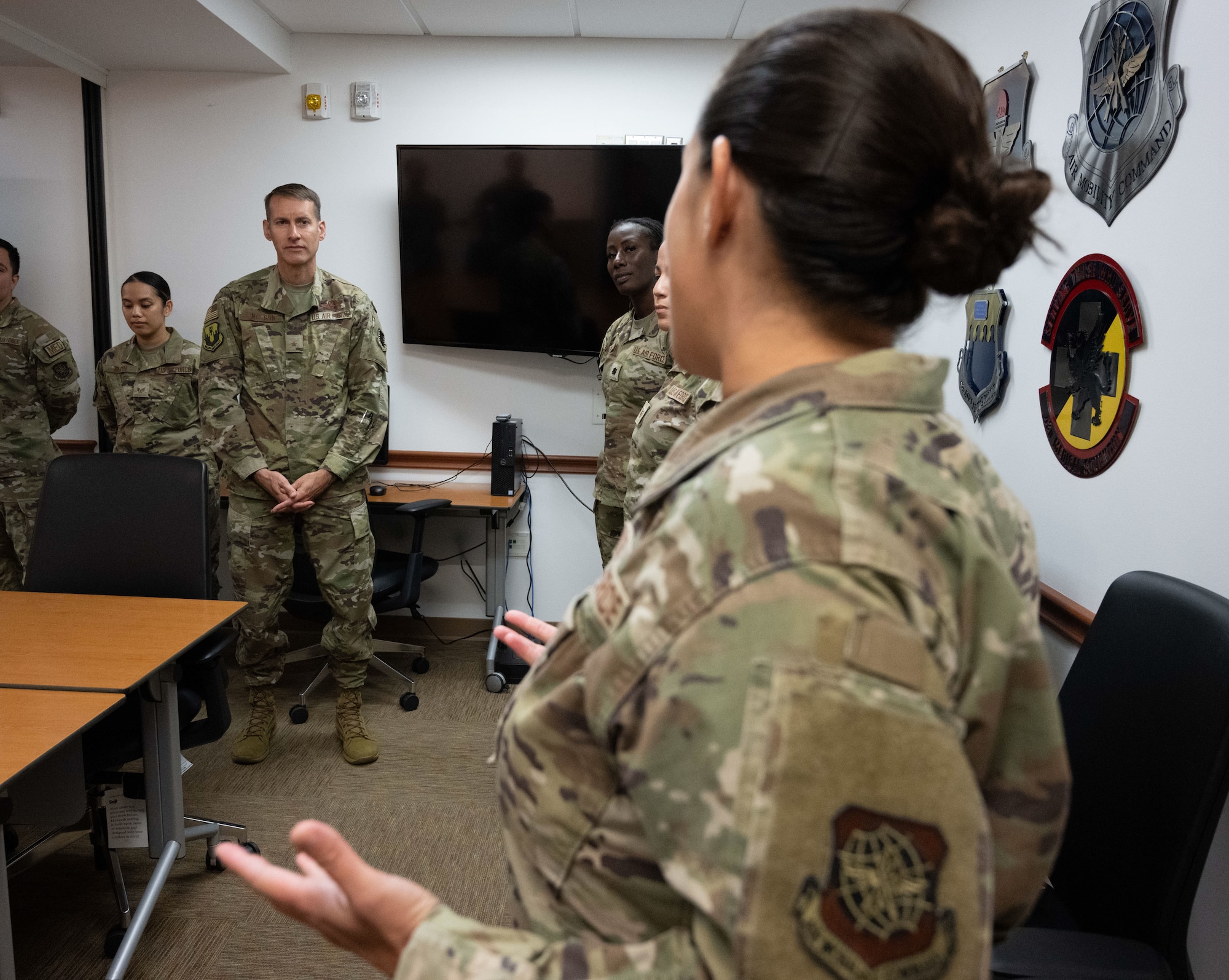 U.S. Airmen have conversation