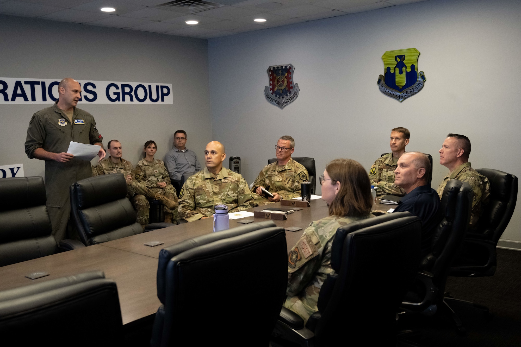 U.S. Airmen listen to brief