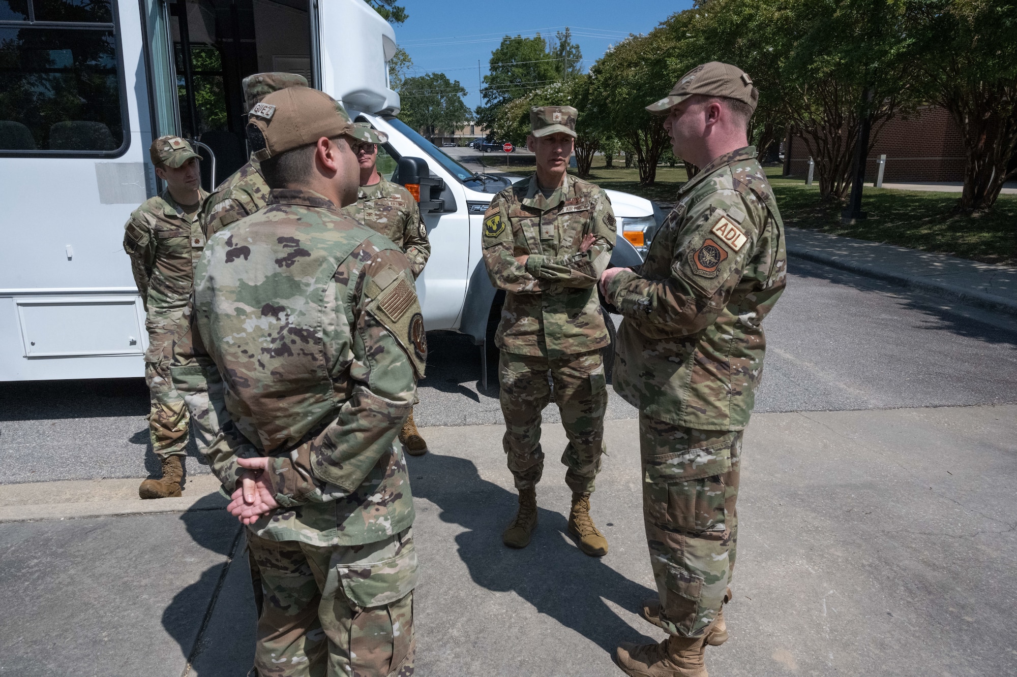 U.S. Airmen have conversation