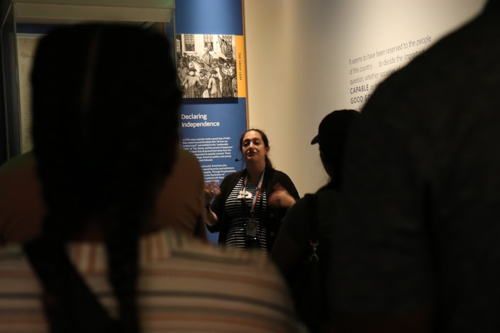 Members of the 74th Troop Command, District of Columbia National Guard, explore exhibitions and collections inside the Smithsonian's National Museum of American History during a team-building staff ride in Washington, D.C., on Aug. 11, 2024. The purpose of the visit was to deepen their understanding of the nation’s heritage and strengthen unit cohesion.