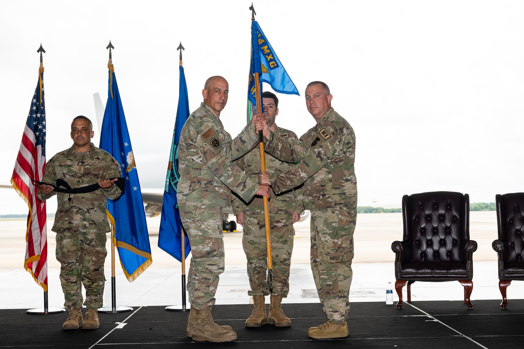 The 514th Air Mobility Wing celebrates the history and accomplishments of the 714th Aircraft Maintenance Squadron during an inactivation ceremony at Joint Base McGuire-Dix-Lakehurst, N.J., Sept. 7, 2024.