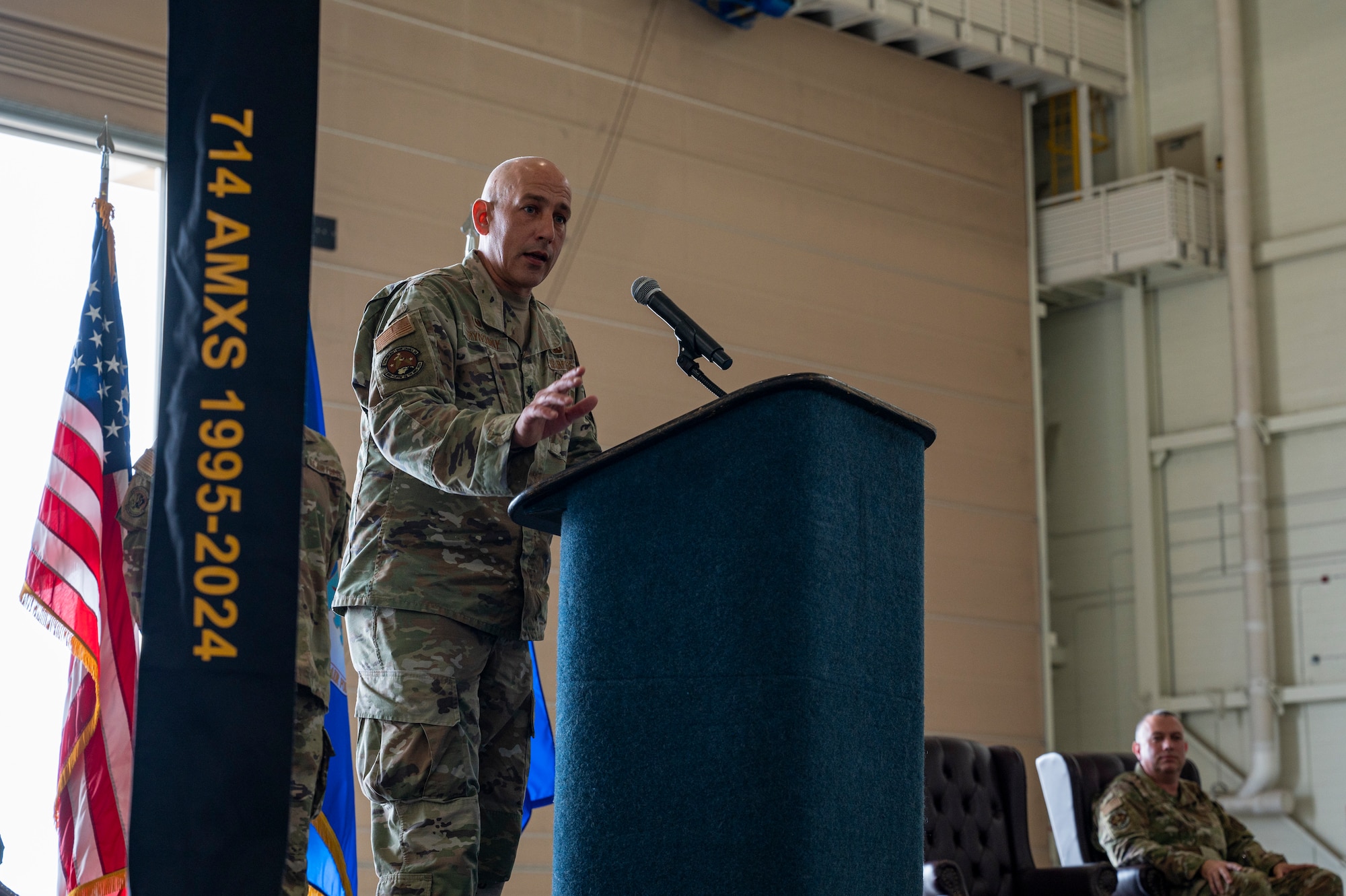 The 514th Air Mobility Wing celebrates the history and accomplishments of the 714th Aircraft Maintenance Squadron during an inactivation ceremony at Joint Base McGuire-Dix-Lakehurst, N.J., Sept. 7, 2024.