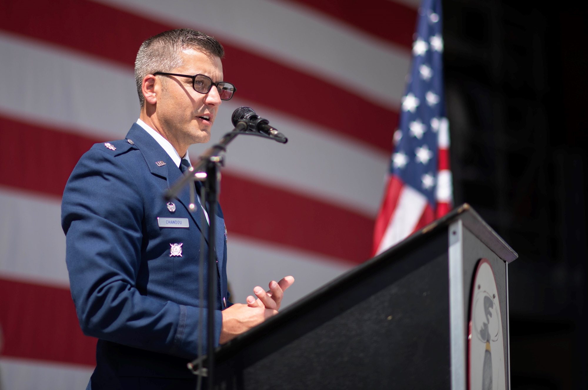 Lt. Col. Luc Chandu addresses the audience