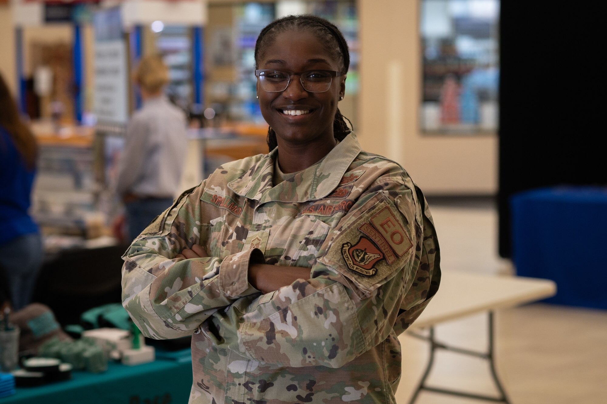 Master Sgt. Shala Spellmon, 36th Equal Opportunity superintendent, poses for a photo at Andersen Air Force Base, Guam, Sept. 6, 2024. Spellmon is one of the first Airmen to sign up for Andersen's new peer-to-peer resiliency initiative, the Sentinel Program. Sentinels will act as the first line of resilience for their Wingmen, using skills learned from monthly Sentinel training, leveraging their own personal support network and recalling personal experiences to help. (U.S. Air Force photo by Staff Sgt. Pedro Tenorio)