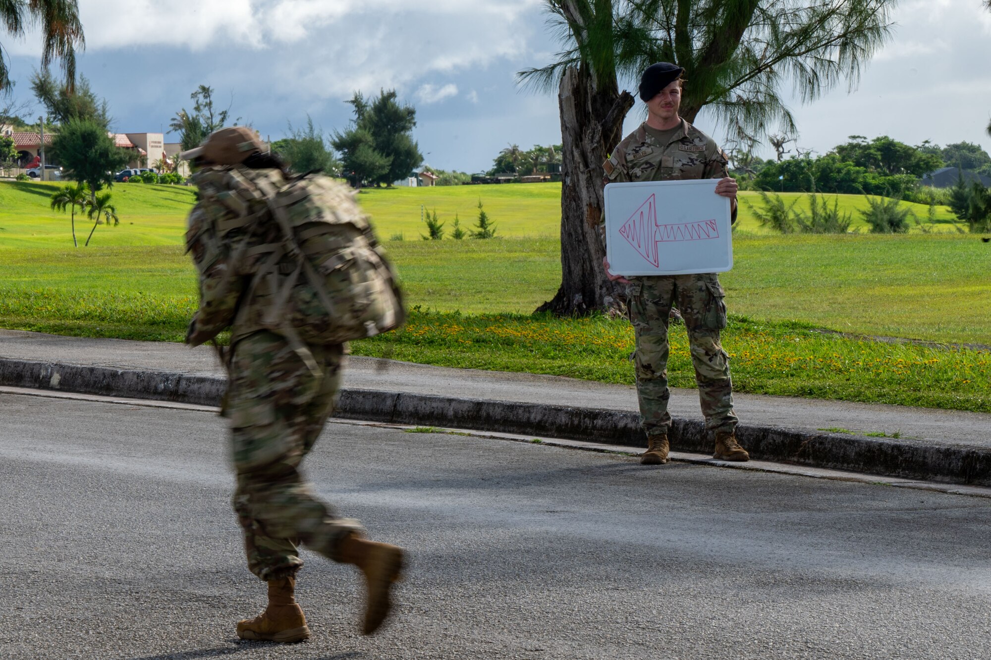 Participants were encouraged to carry 22 and donate pounds of dry goods to commemorate the 22 veterans who commit suicide every day. (U.S. Air Force photos by Airman 1st Class Audree Campbell)