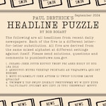 Headline Puzzle: September 2024 Encrypted Headlines Graphic