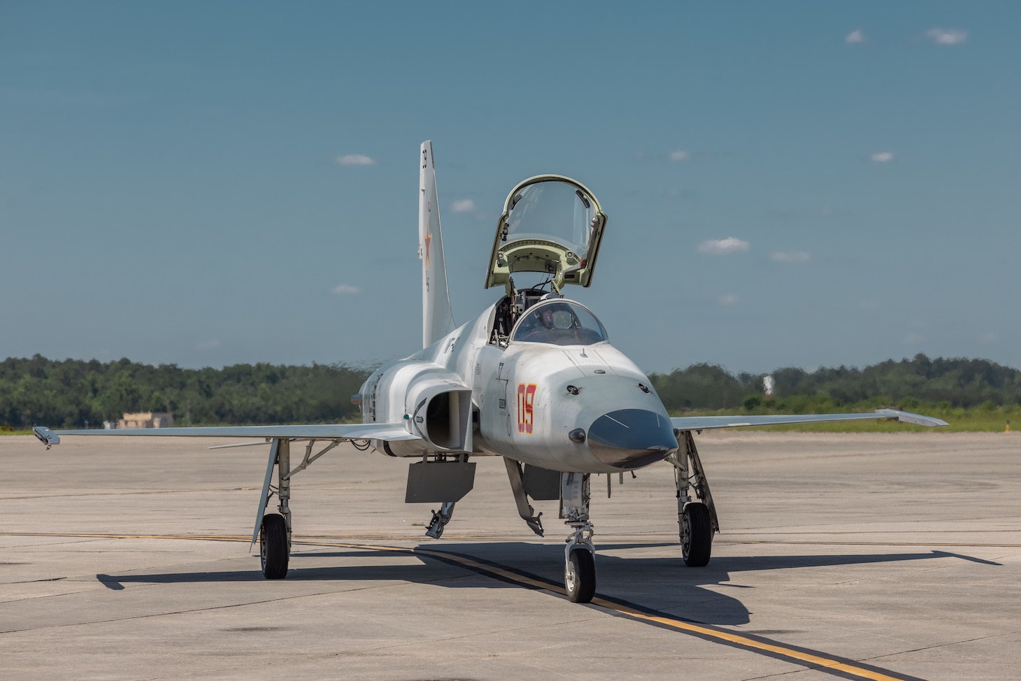 A U.S. Marine Corps F-5N Tiger II with Marine Fighter Training Squadron (VMFT) 402, Marine Aircraft Group 41, 4th Marine Aircraft Wing, arrives at Marine Corps Air Station Beaufort, South Carolina, May 30. VMFT-402 will be the Marine Corps’ second adversary squadron and will officially be redesignated in September