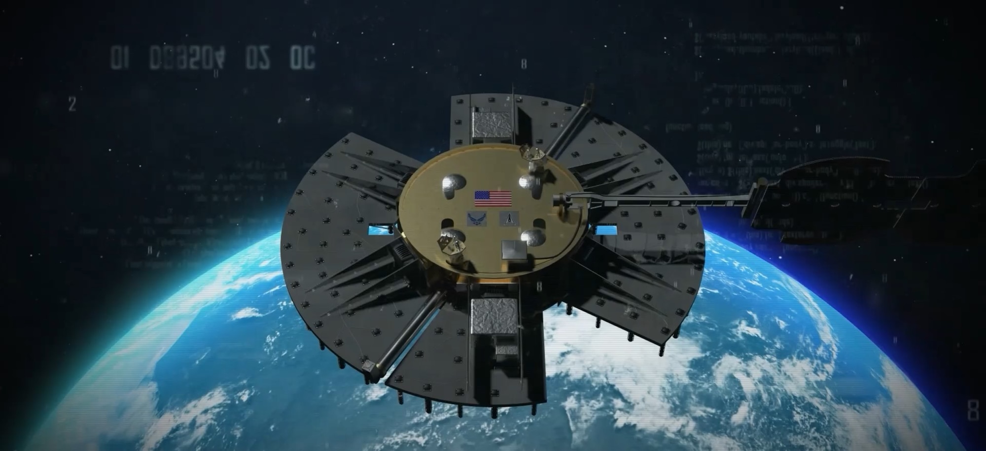 An artistic rendering depicts the Air Force Research Laboratory, or AFRL’s, Navigation Technology Satellite-3, or NTS-3, in simulated geosynchronous orbit. NTS-3, an experimental platform designed to demonstrate technologies to increase resiliency, robustness and reprogrammability of Position, Navigation, and Timing functionality in space, will be on display at AFRL’s “Engine to Accelerate” booths at the 2024 Air and Space Forces Association’s Air, Space and Cyber Conference Sept. 16-18, 2024, in National Harbor, Maryland. AFRL is accelerating innovation by transforming the satellite navigation architecture to be reprogrammable both on-orbit and in the field, which enables new capabilities to support the warfighter faster through software updates. Like downloading a new app on your smartphone, this means that new satellites will not need to be launched to upgrade the signals, and that warfighters will not need to purchase and deploy new hardware to take advantage of upgraded signals. NTS-3 will mature technologies like the advanced timekeeping system that can detect and mitigate atomic clock faults without direct operator intervention. NTS-3's software-defined receiver, known as Global Navigation Satellite System Test Architecture, can receive and process new navigation signals that improve performance for U.S. forces in the presence of GPS interference or spoofing (a process by which users are sent inaccurate signals telling them that they are in the incorrect time and place). NTS-3 is anticipated to launch in late 2024. (Courtesy photo illustration)