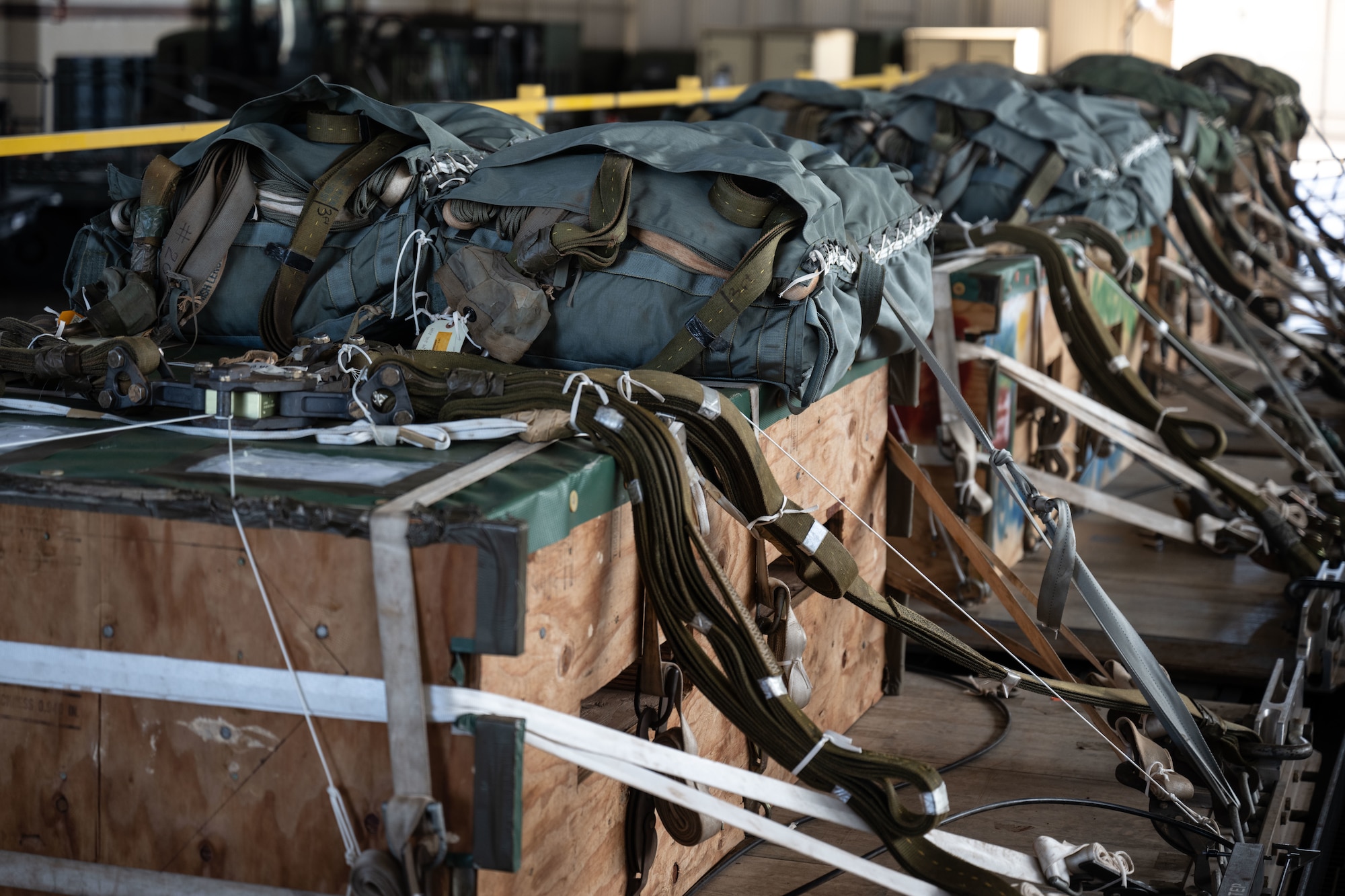 Cargo sits on a pallet.