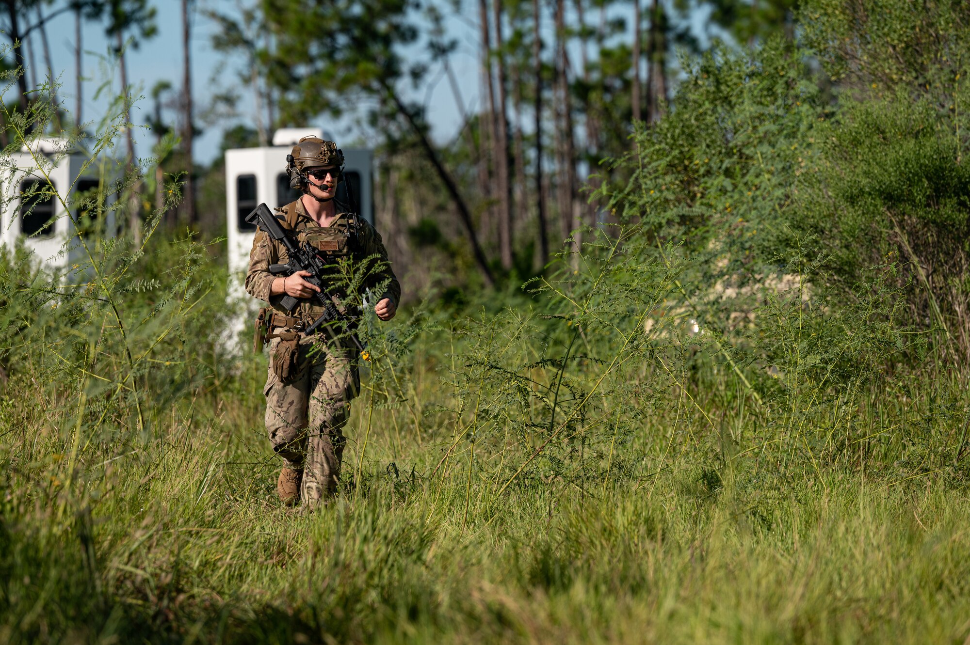 An airmen arrives to an exercise