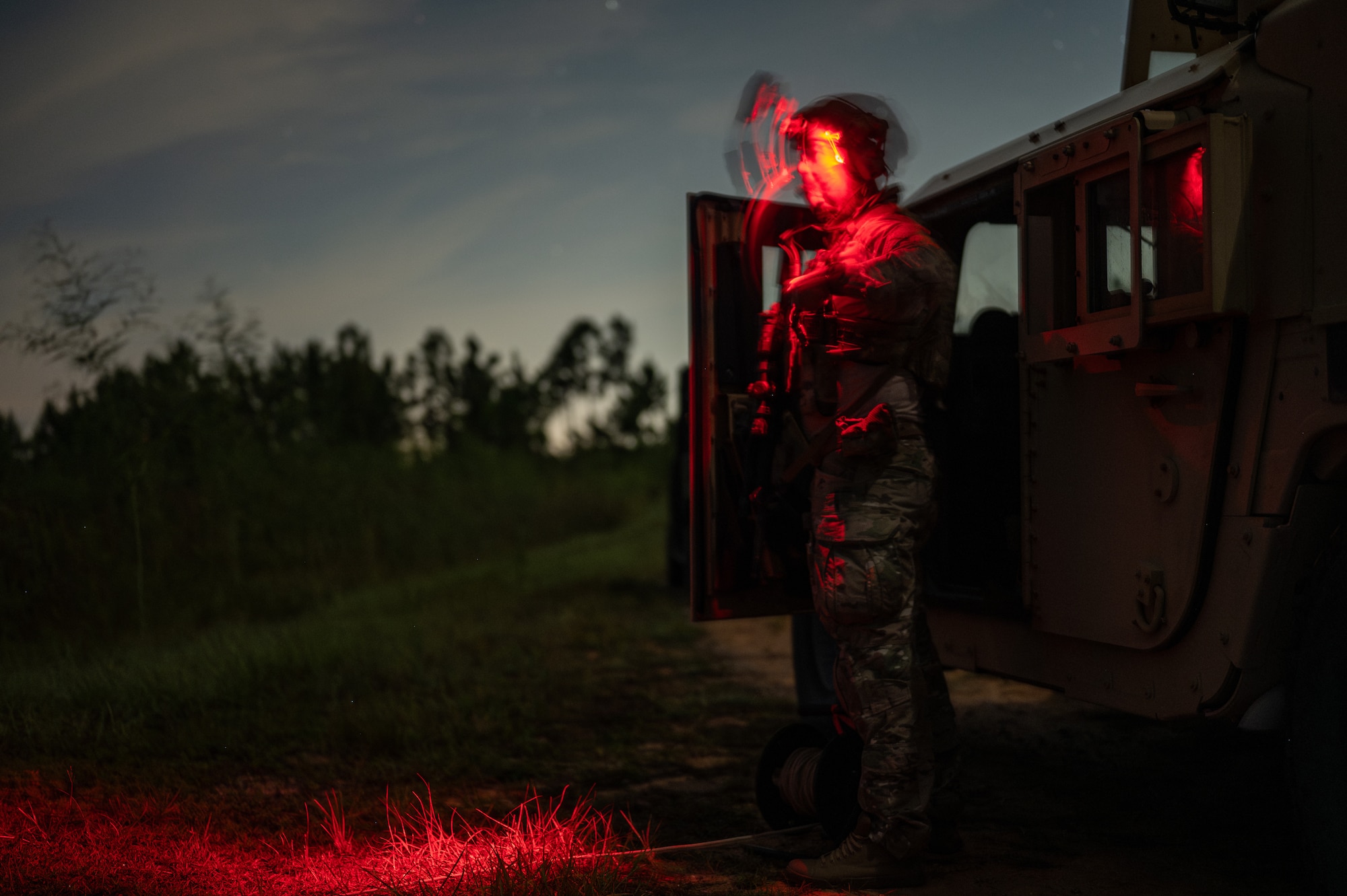An airman stands on watch