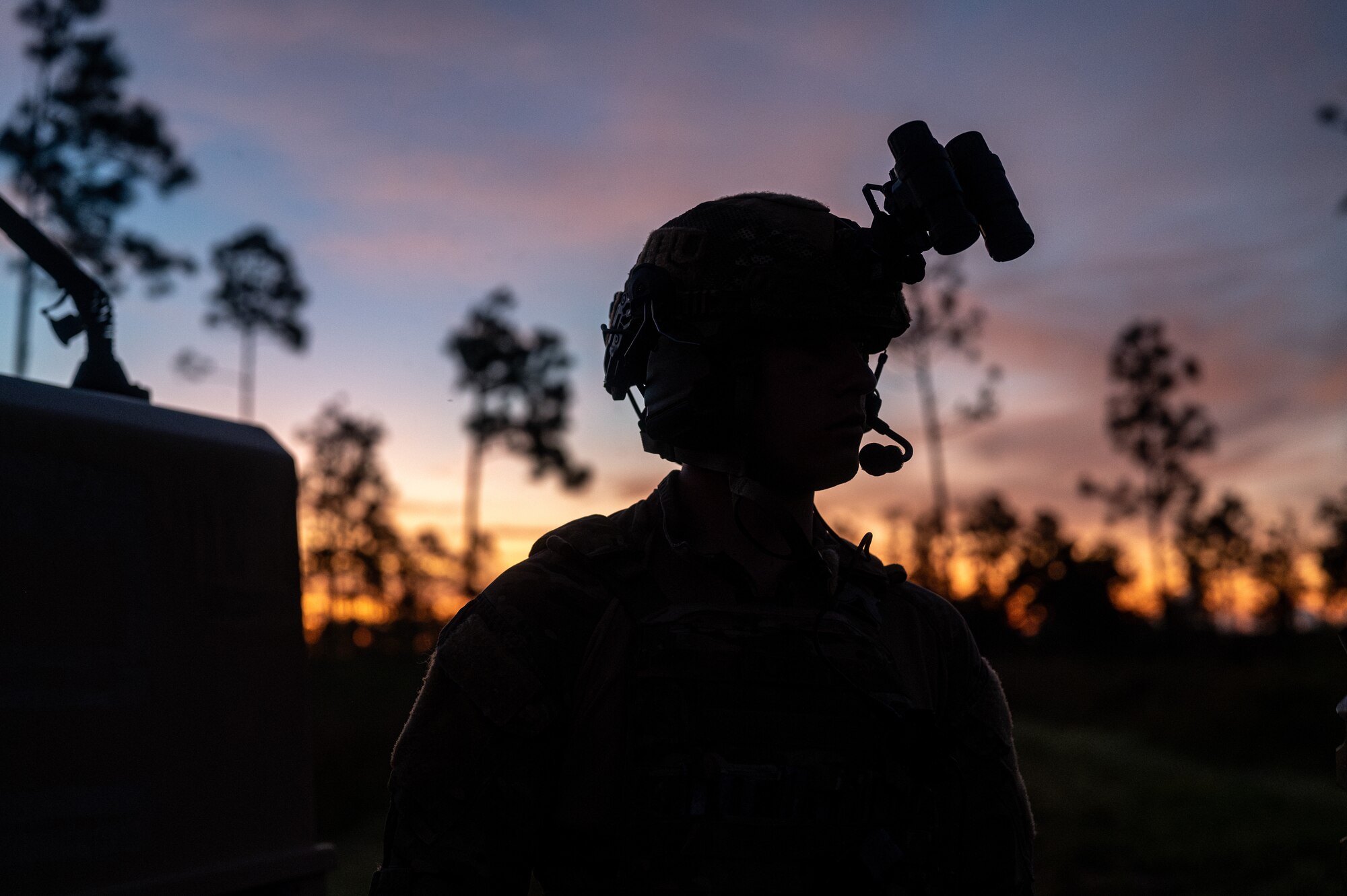 An airman stands on watch
