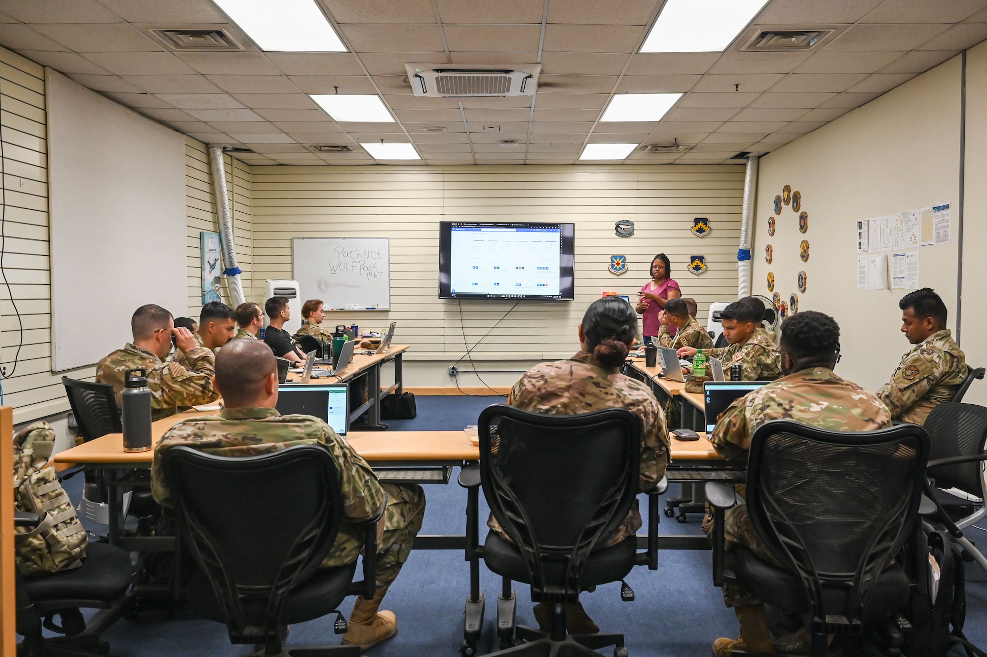 Dr. Rebecca Jones, Microsoft Federal senior cloud solution architect, teaches Airmen assigned to the 8th Fighter Wing and 51st FW from Osan Air Base.