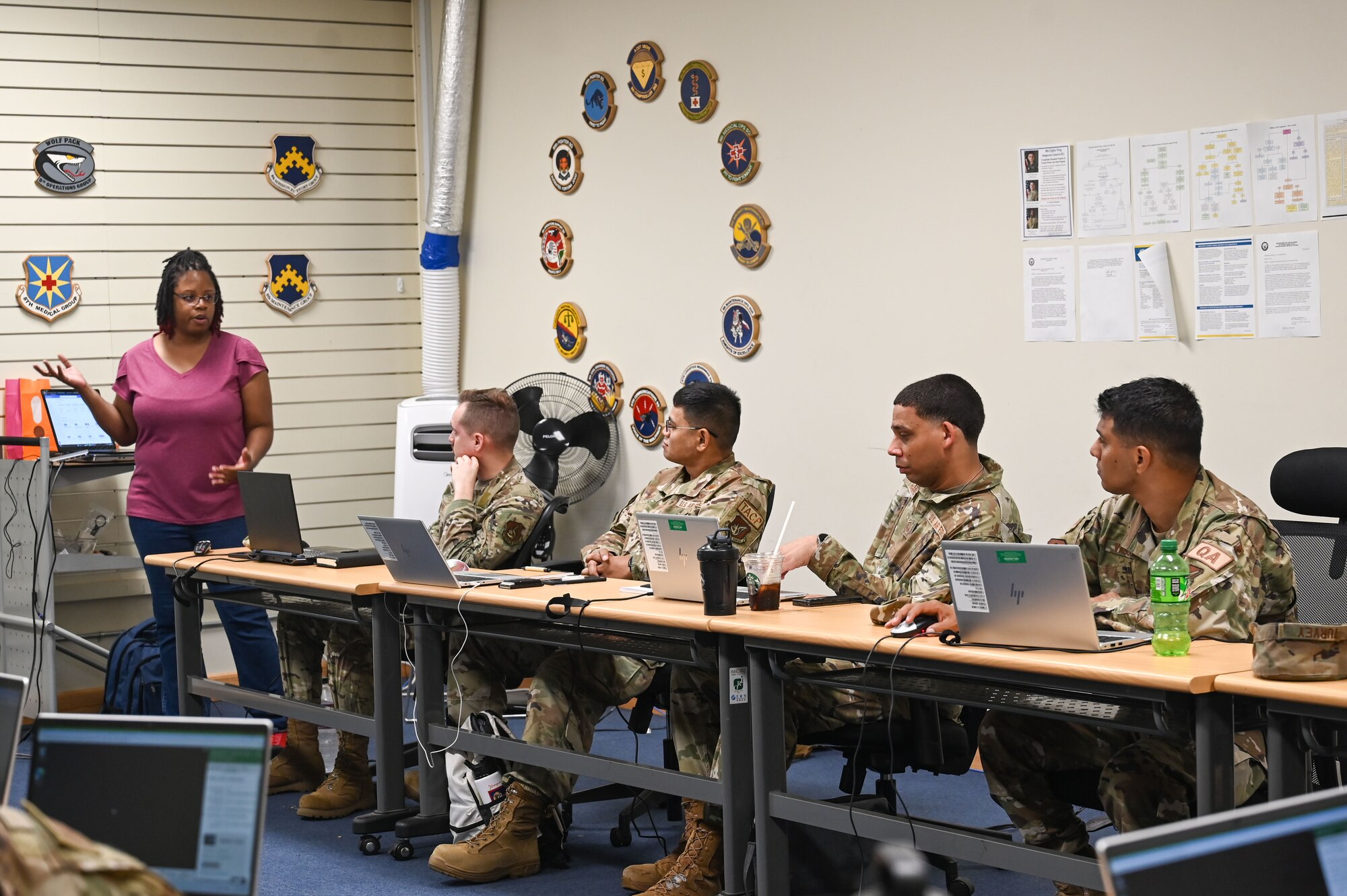 Dr. Rebecca Jones, Microsoft Federal senior cloud solution architect, lectures members assigned to the 8th Fighter Wing and 51st FW.