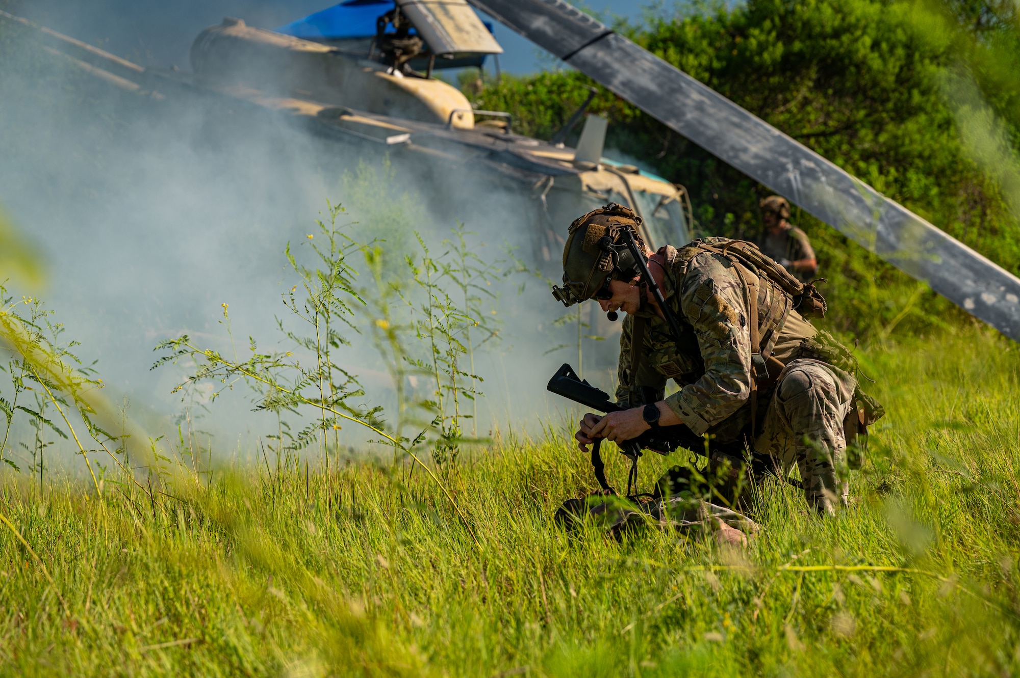 An airman tends to a casualty