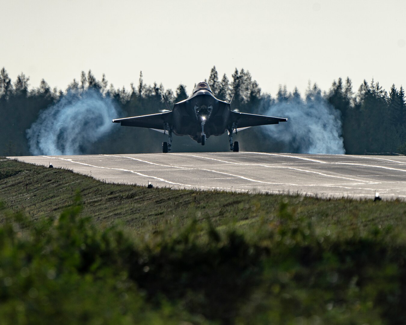 An aircraft lands on a highway in Finland.