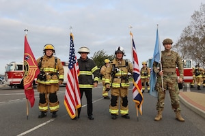 Leon B. Duberry, (far left), 423rd RAF Alconbury/Molesworth firefighter/EMT, poses for a photo